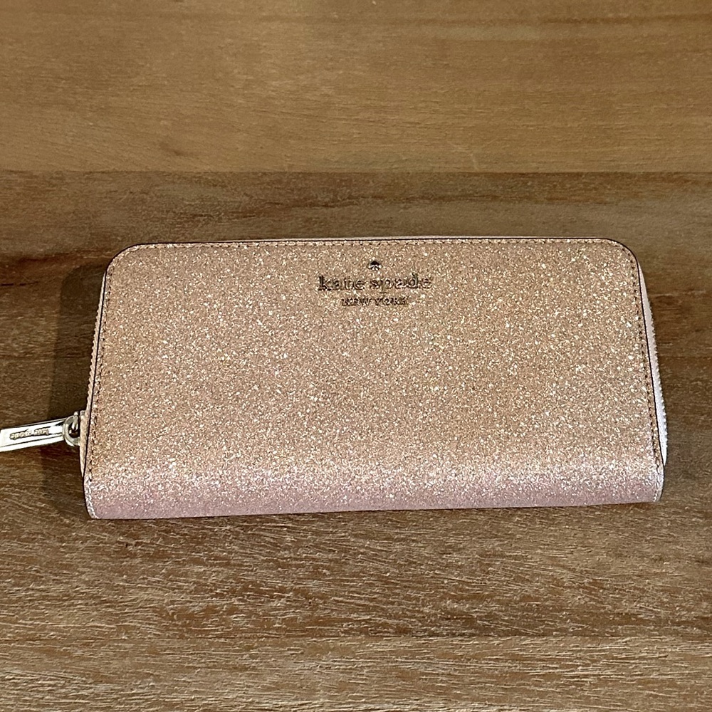 Kate Spade Glimmer Zip Around Wallet (Rose Gold) - LIKE NEW!!
